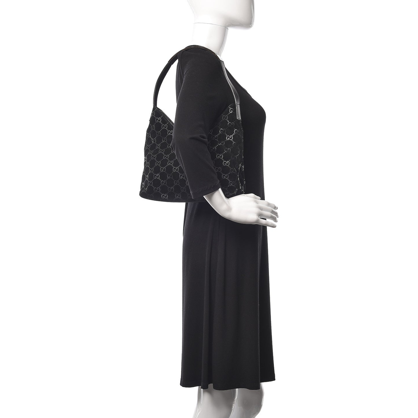 Guccissima Suede Shoulder Bag Black