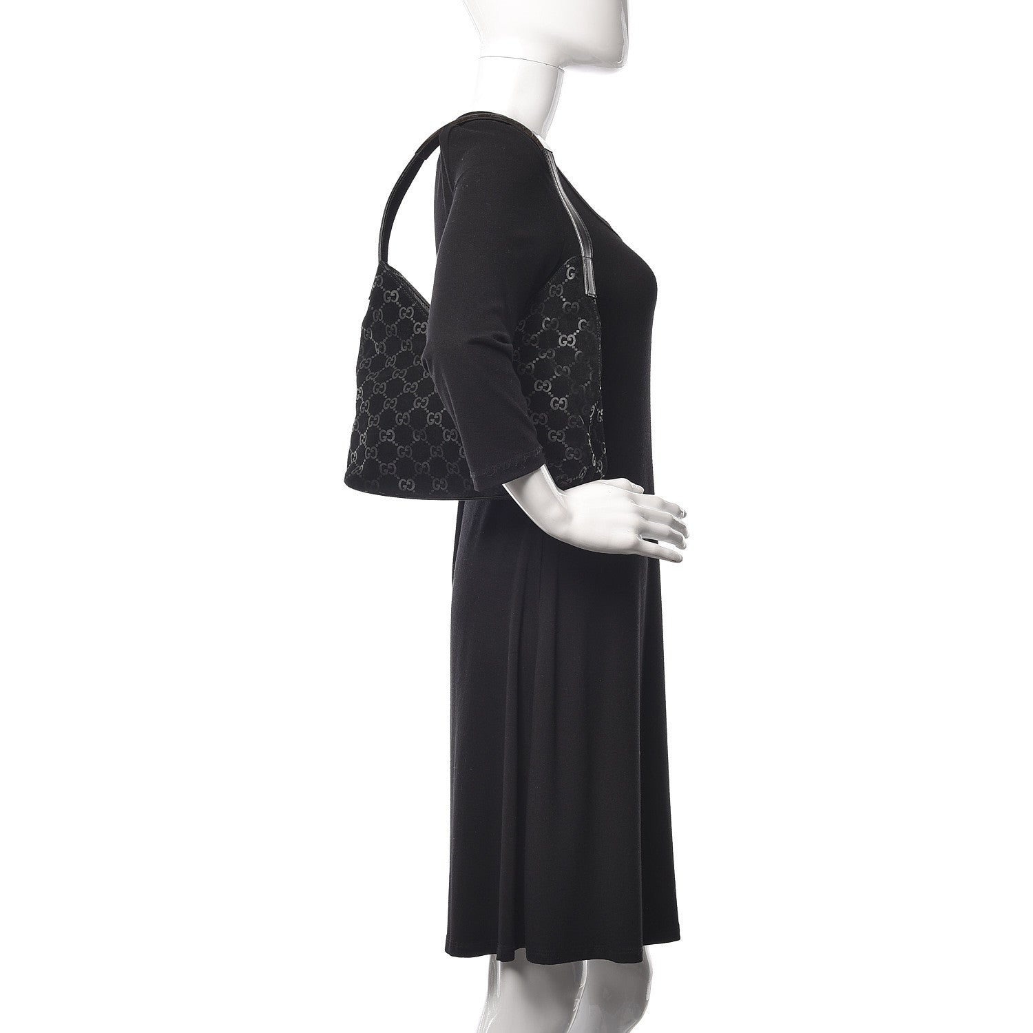 Gucci Guccissima Suede Shoulder Bag Black 2 of 13