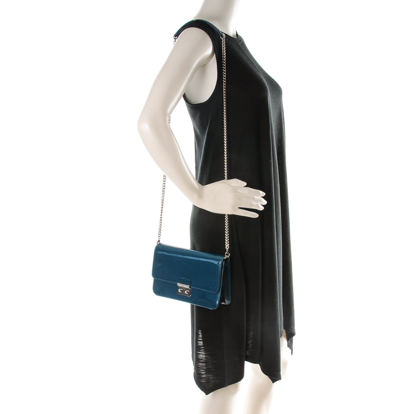Christian Dior Metallic Box Patent Calfskin Miss Dior Promenade Pouch Royal Blue 2 of 8