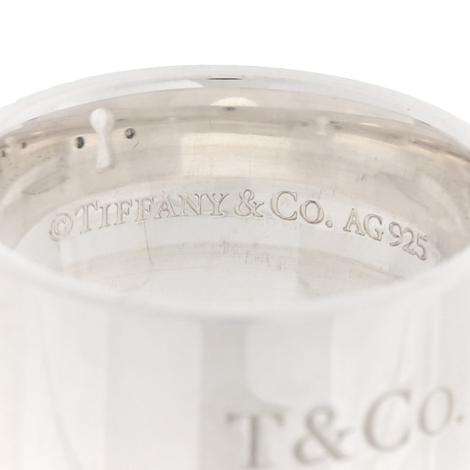 Tiffany Sterling Silver Diamond Wide Locks Band Ring 52 6 4 of 4