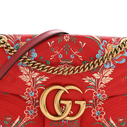 Gucci Jacquard Matelasse Floral Medium GG Marmont Shoulder Bag Red 8 of 15
