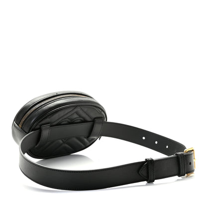 Gucci Calfskin Matelasse GG Marmont Belt Bag 75 30 Black 3 of 8