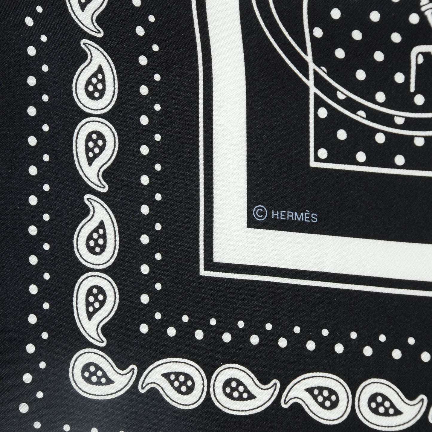 Silk Ex Libris Bandana Scarf 55 Black