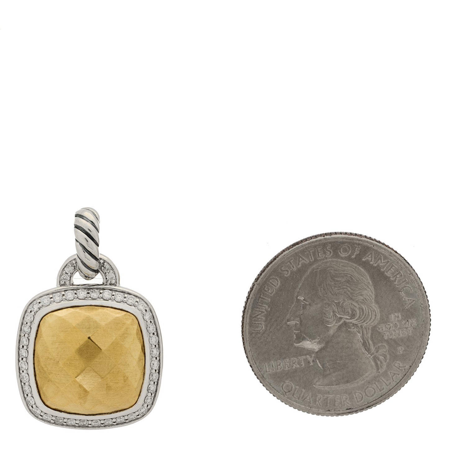 Sterling Silver 18K Yellow Gold Diamond 14mm Albion Enhancer Pendant