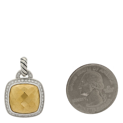 David Yurman Sterling Silver 18K Yellow Gold Diamond 14mm Albion Enhancer Pendant 2 of 5