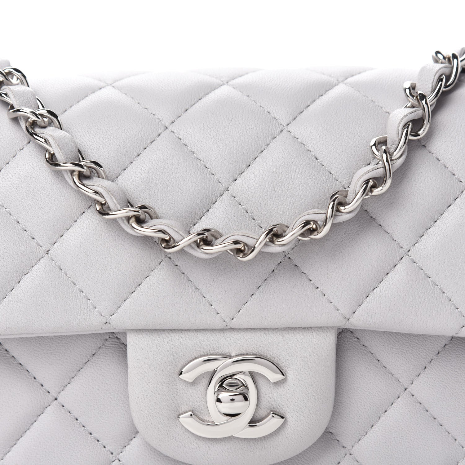 Chanel Lambskin Quilted Mini Rectangular Flap Grey 10 of 11