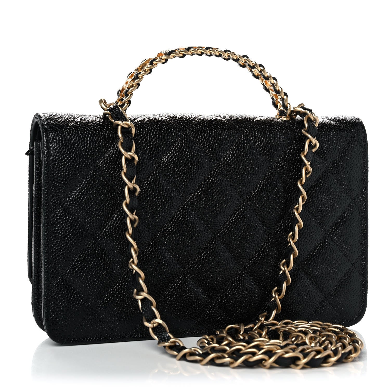 Chanel Shiny Caviar Quilted Pick Me Up Wallet On Chain WOC Black 2 of 13