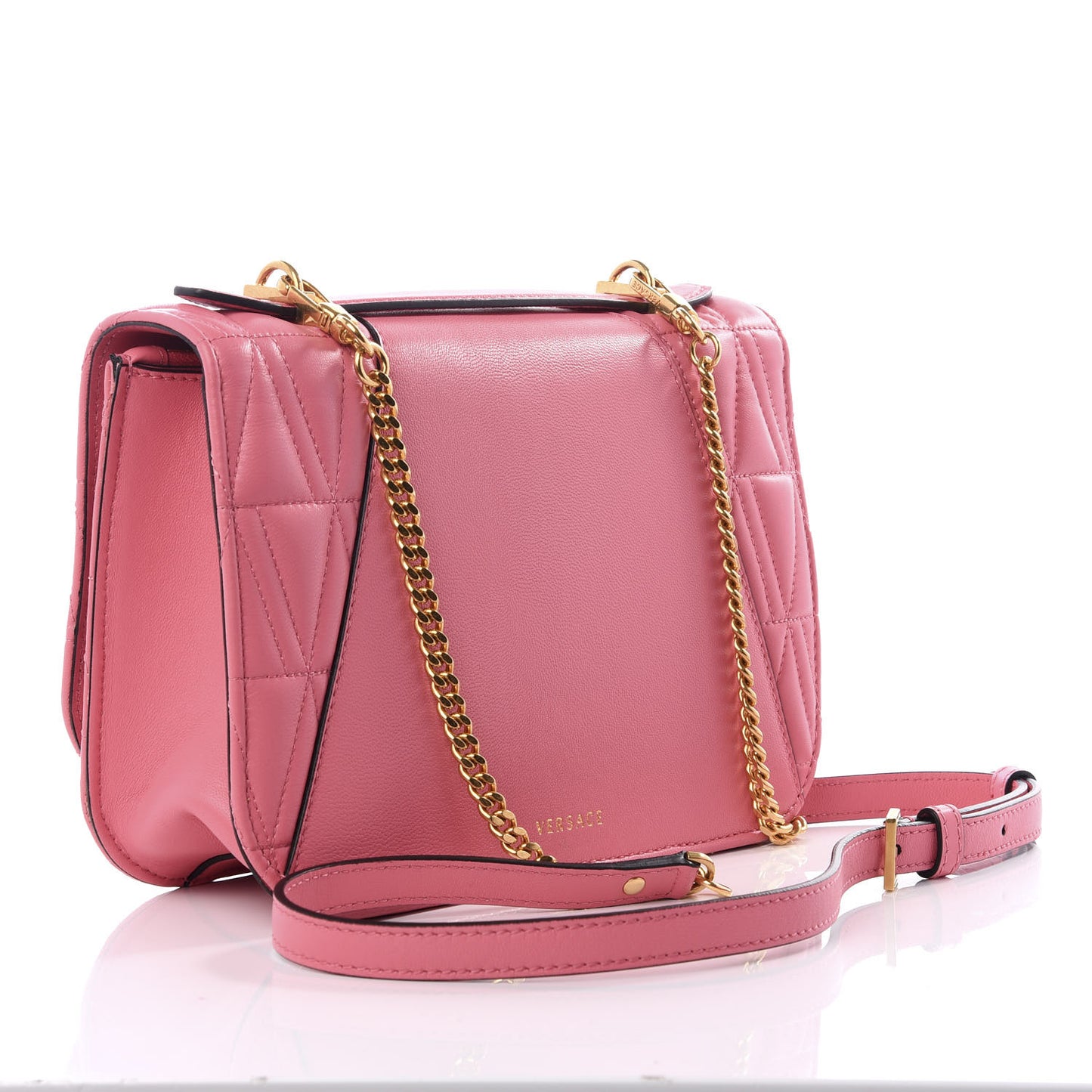 Nappa Quilted Virtus Top Handle Shoulder Bag Blush