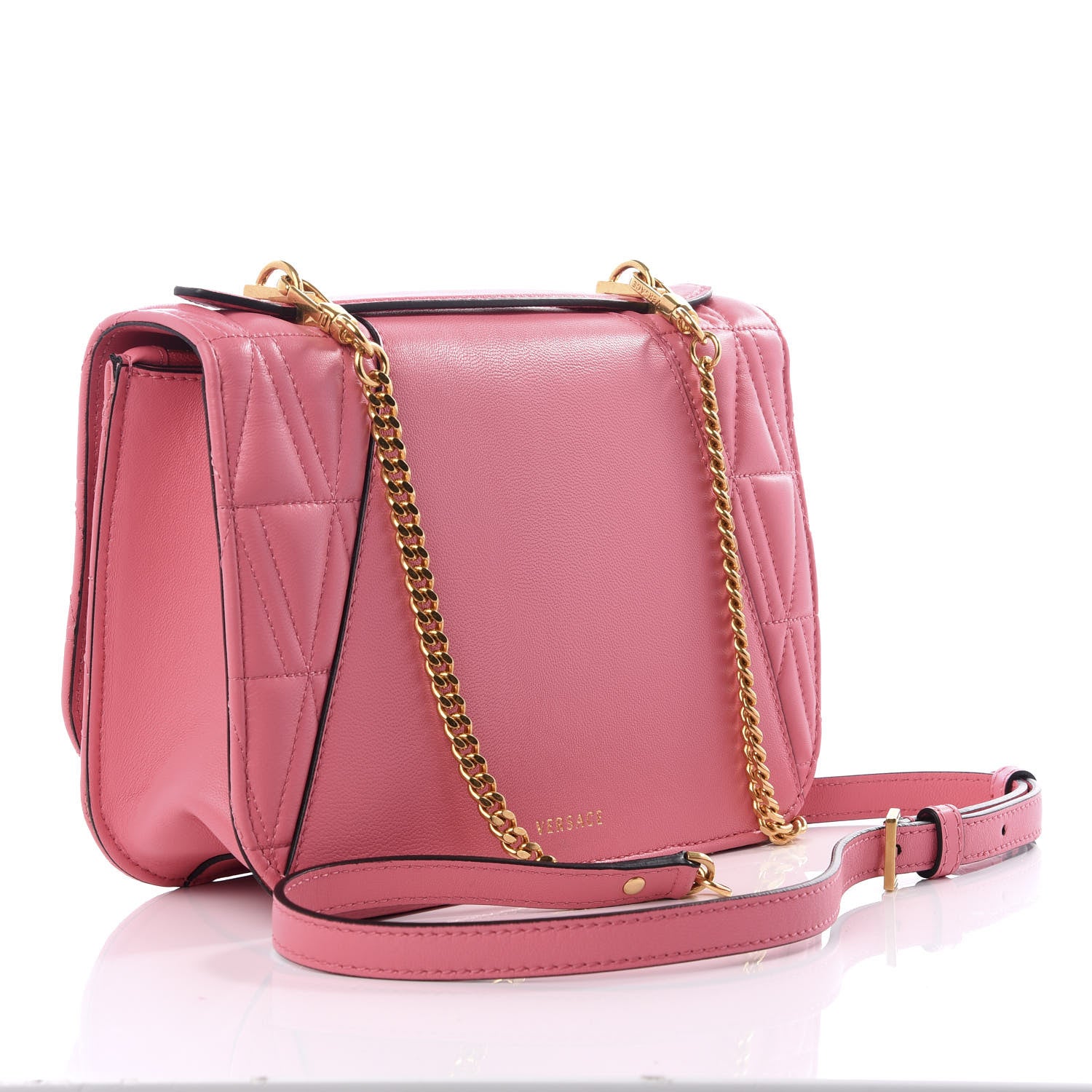Versace Nappa Quilted Virtus Top Handle Shoulder Bag Blush 2 of 8