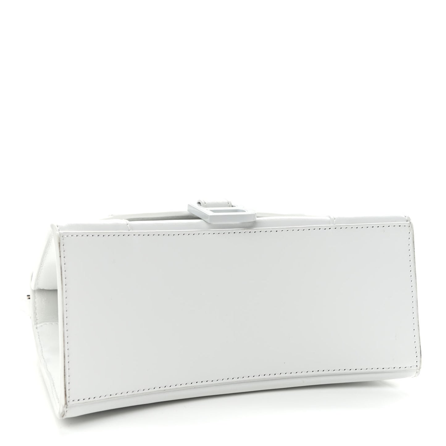 Shiny Box Calfskin Tonal B Small Hourglass Top Handle Bag White