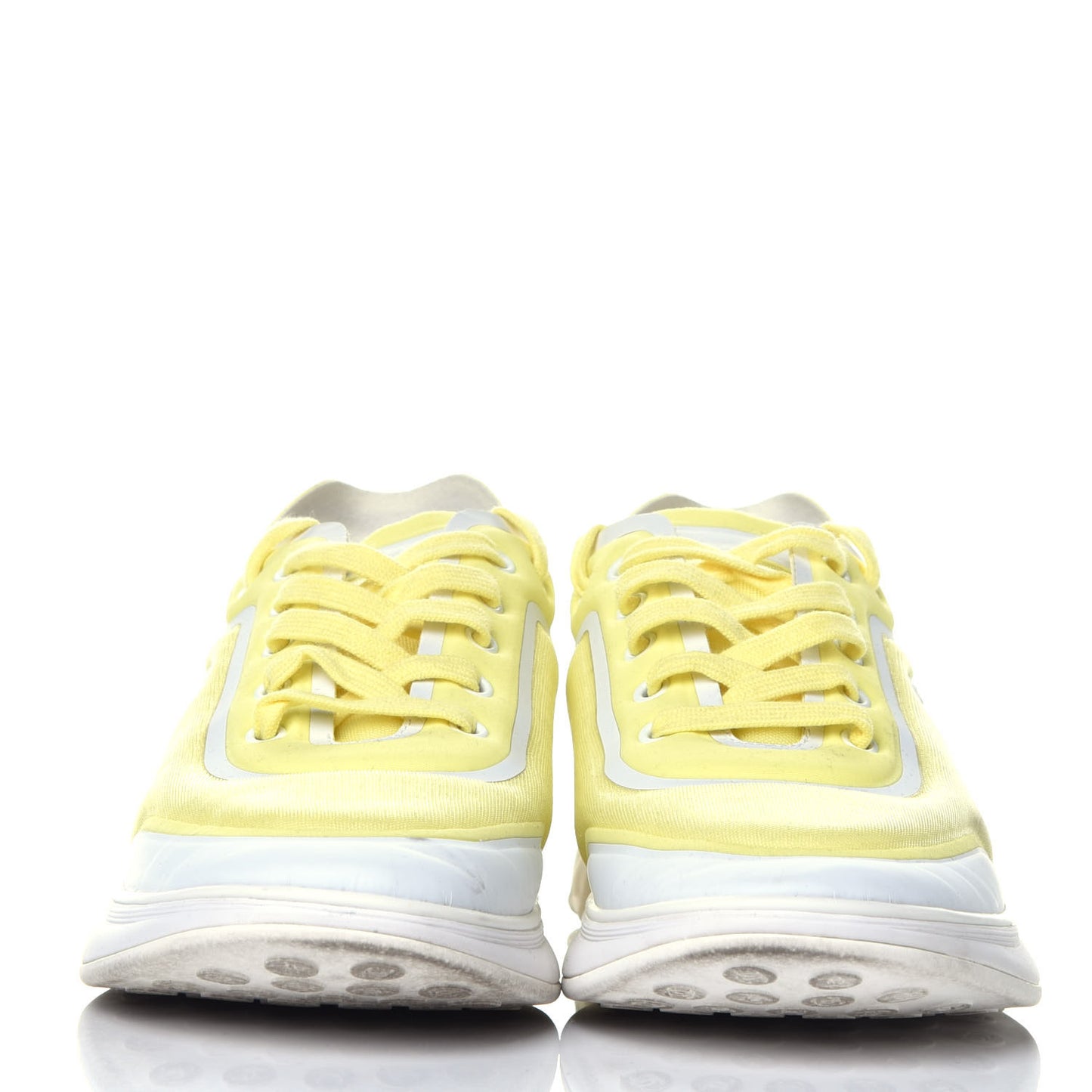 Calfskin Mesh Lycra Logo Sneakers 42 Yellow