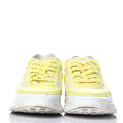 Chanel Calfskin Mesh Lycra Logo Sneakers 42 Yellow 2 of 6