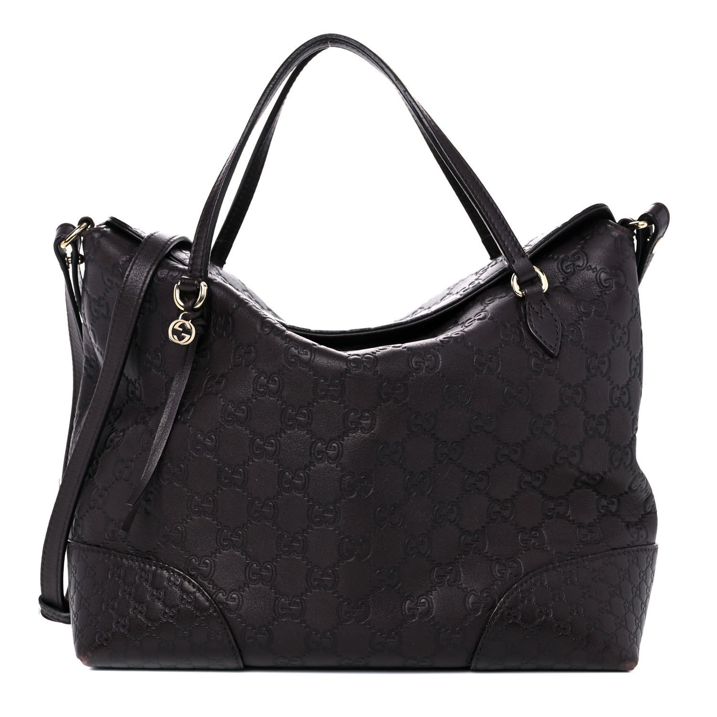 Guccissima Medium Bree Foldover Tote Chocolate