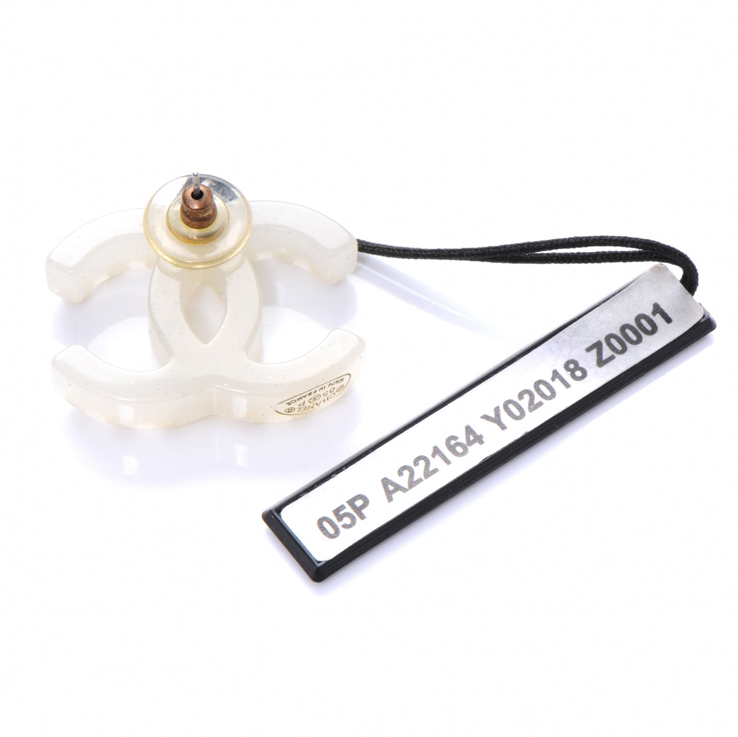 Pearl CC Resin Logo Earrings