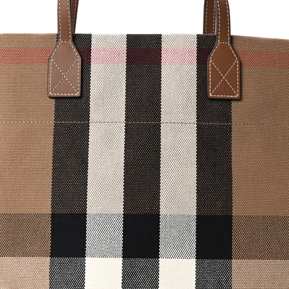 Burberry Giant Check Canvas Medium London Tote Taupe Brown 8 of 10