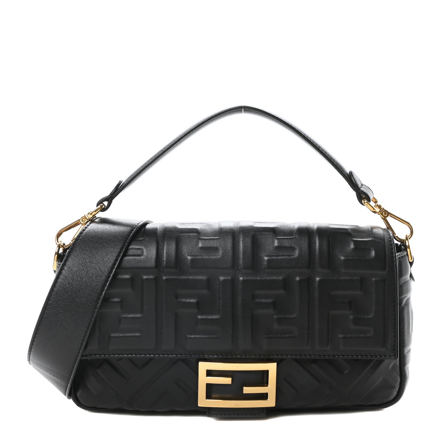 Fendi Nappa FF 1974 Embossed Baguette Black 1 of 10