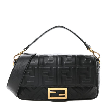 Fendi Nappa FF 1974 Embossed Baguette Black 1 of 10
