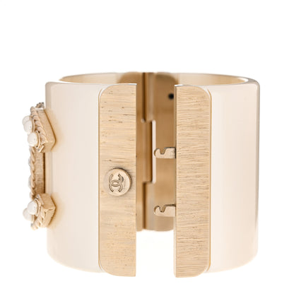 Chanel Resin Crystal Pearl April In Paris CC Cuff Beige 5 of 6