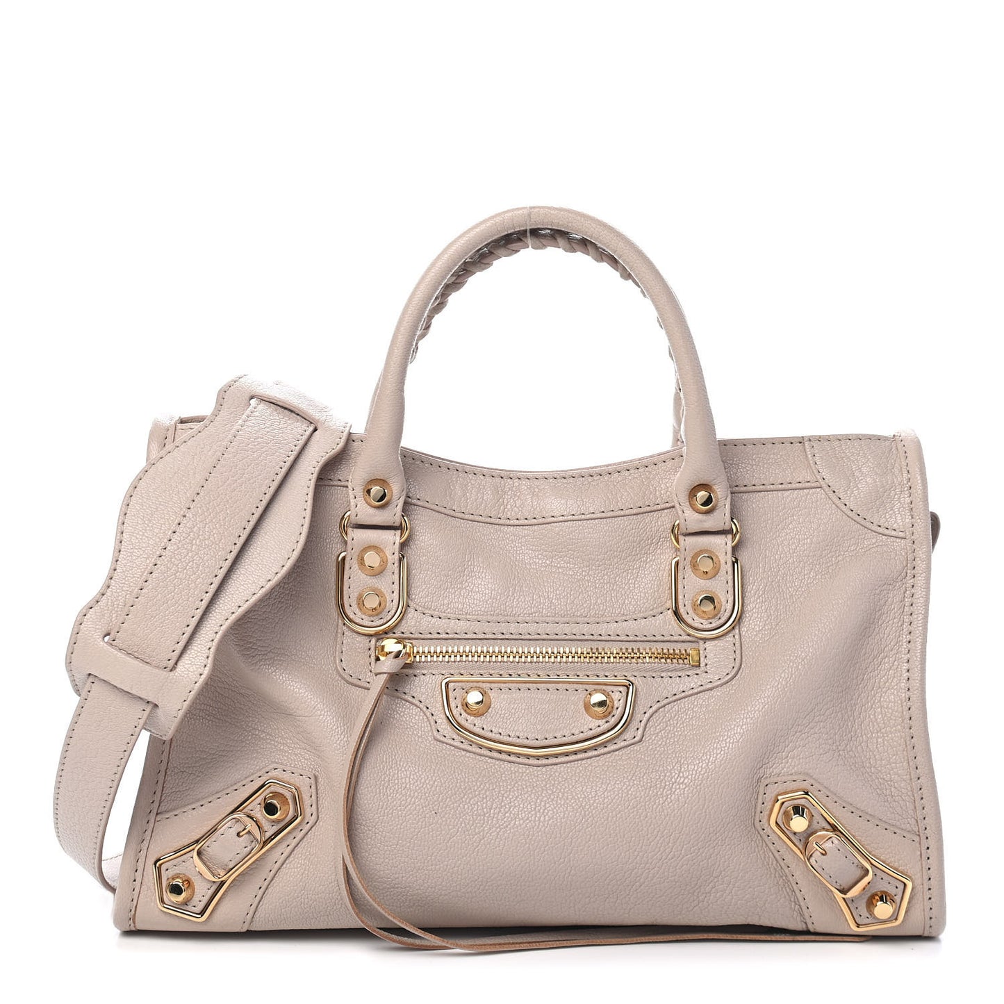 Chevre Gold Metallic Edge Hardware S City Beige Praline