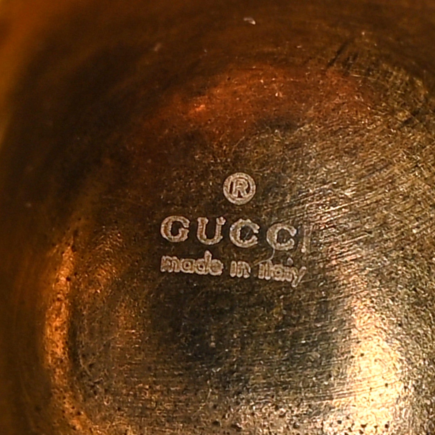 Gucci Metal Crystal Lion Head Ring 58 8.25 Aged Gold 5 of 5