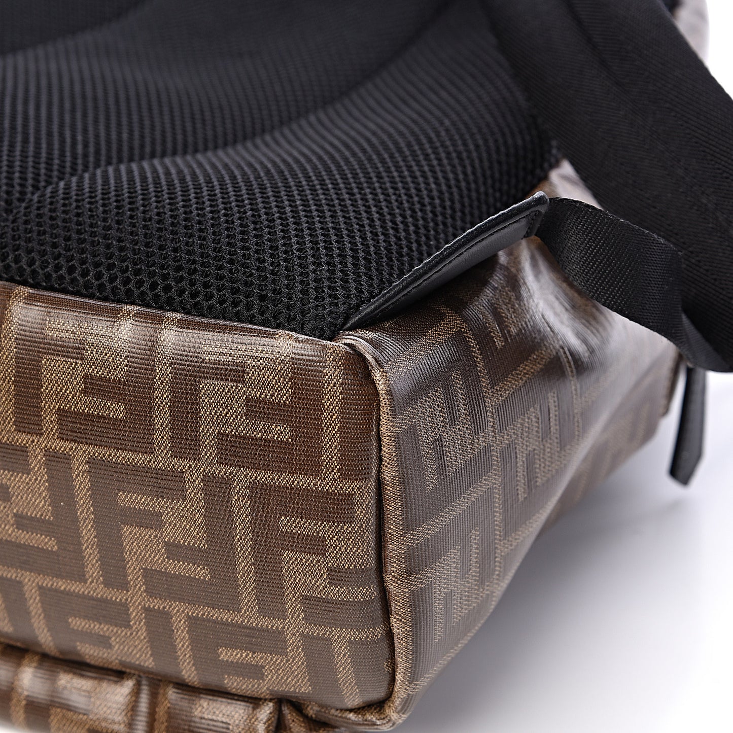 Glazed Fabric Vitello Century FF 1974 Stamp Patch Pouch Pocket Backpack Mogano Panna Black