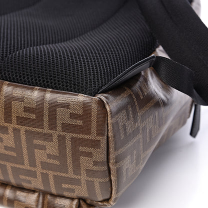 Fendi Glazed Fabric Vitello Century FF 1974 Stamp Patch Pouch Pocket Backpack Mogano Panna Black 10 of 11