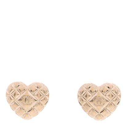 Chanel Quilted CC Heart Earrings Gold 1 of 5