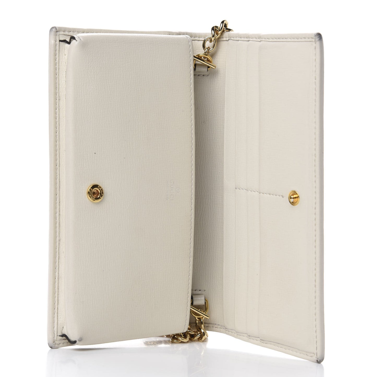 GG Supreme Monogram Azalea Calfskin Horsebit 1955 Wallet On Chain Beige Ebony Mystic White