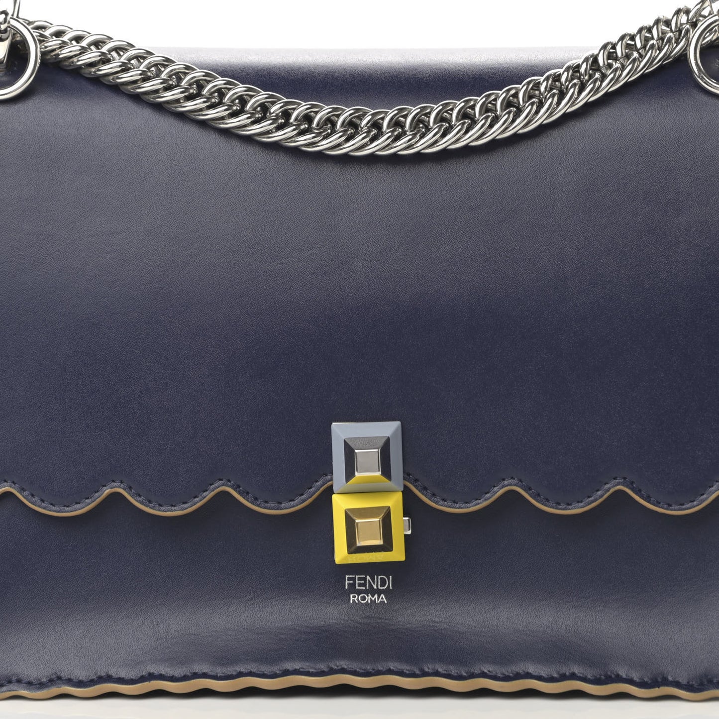 Vitello Liberty Scalloped Studded Kan I Shoulder Bag Blueberry
