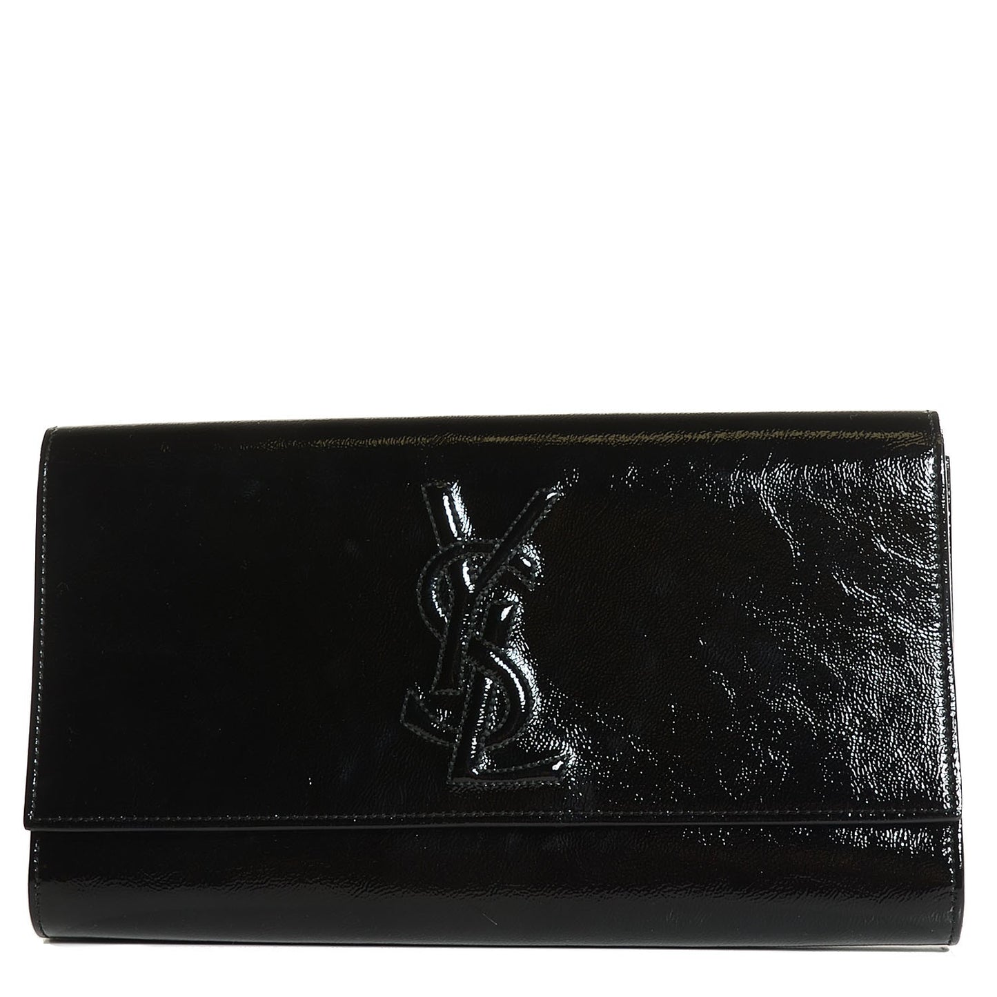Textured Patent Monogram Large Belle De Jour Clutch Black