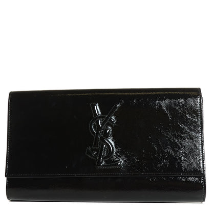 Saint Laurent Textured Patent Monogram Large Belle De Jour Clutch Black 1 of 8