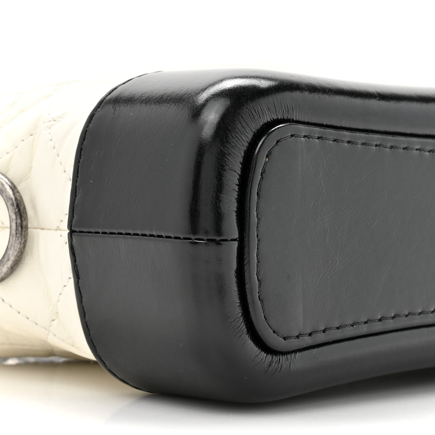 Aged Calfskin Quilted Small Gabrielle Hobo Black White