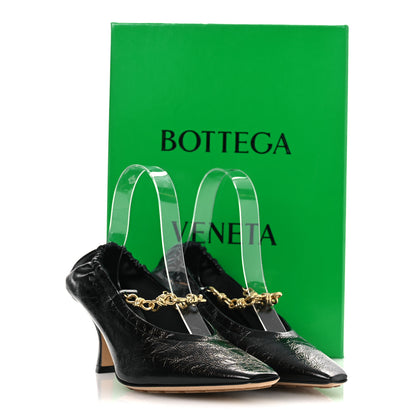 Bottega Veneta Crinkled Calfskin Sharp Chain Pumps 39 Black 11 of 11