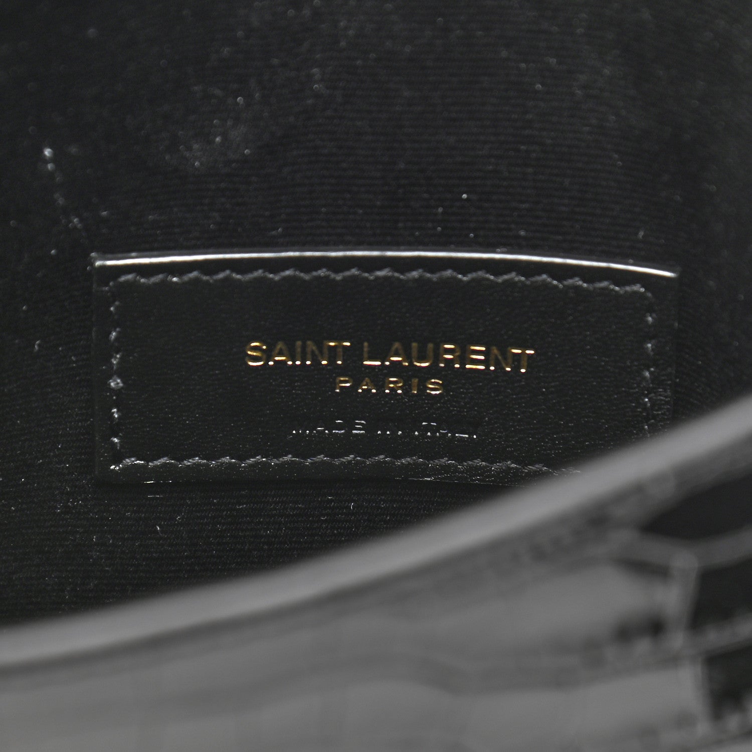 Saint Laurent Calfskin Crocodile Embossed Monogram Uptown Baby Pouch Black 5 of 6