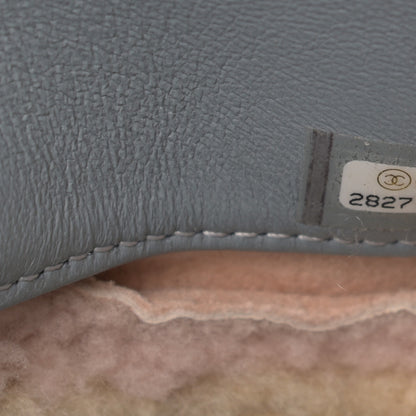 Chanel Shearling Sheepskin Single Flap Gray Pink Beige 6 of 12