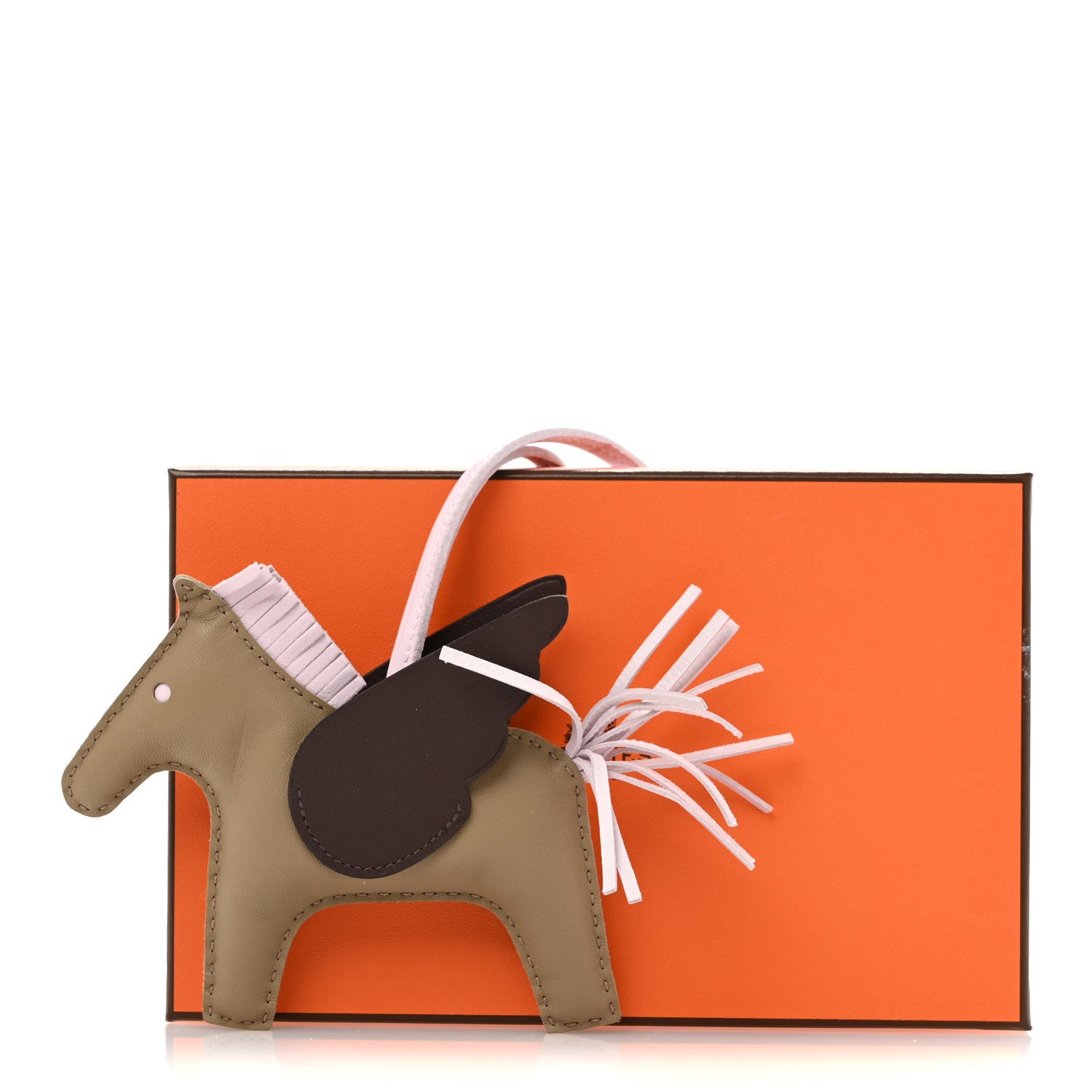 Hermes Milo Lambskin Grigri Rodeo Pegase Horse Bag Charm MM Beige Marfa Mauve Pale Moka 5 of 5