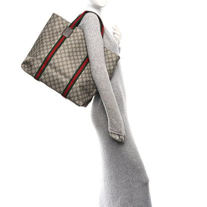 Gucci Tender GG Supreme Monogram Textured Dollar Calfskin Web Tote Beige Ebony New Acero 2 of 9