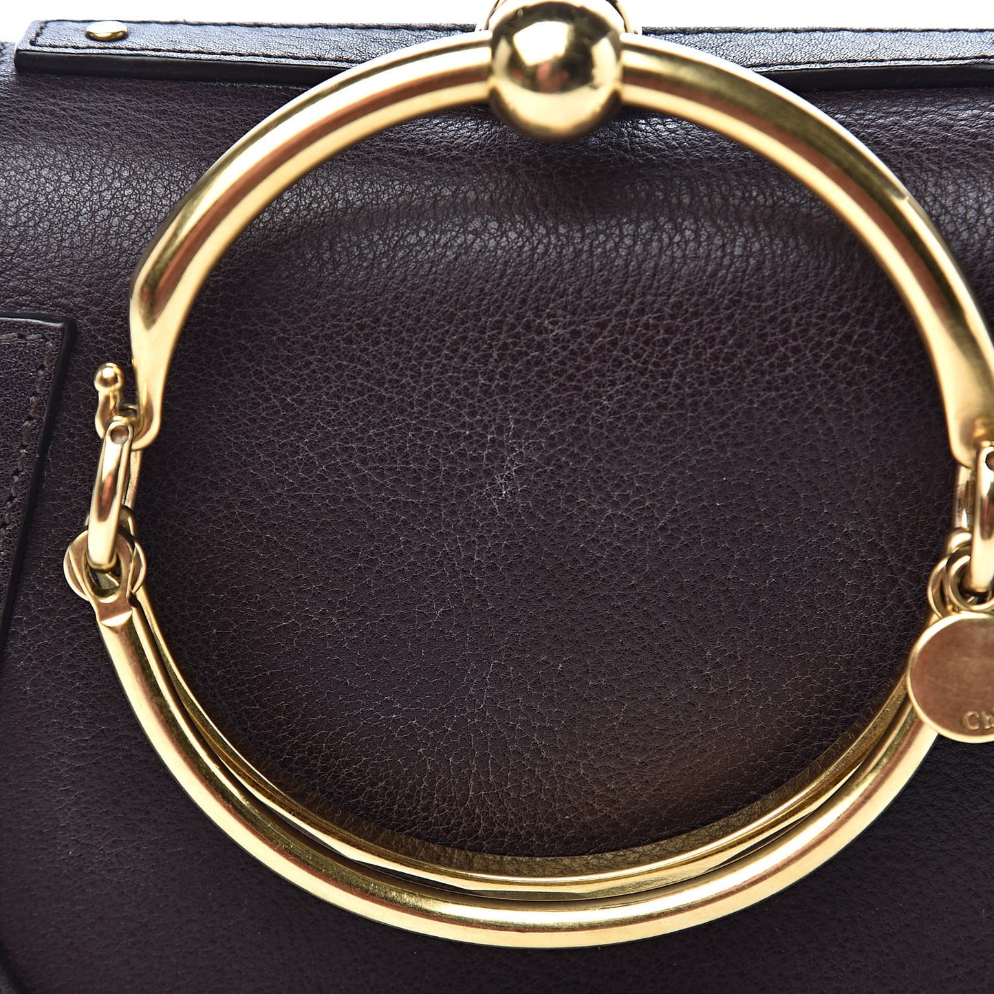 Calfskin Suede Small Nile Bracelet Bag Carbon Brown