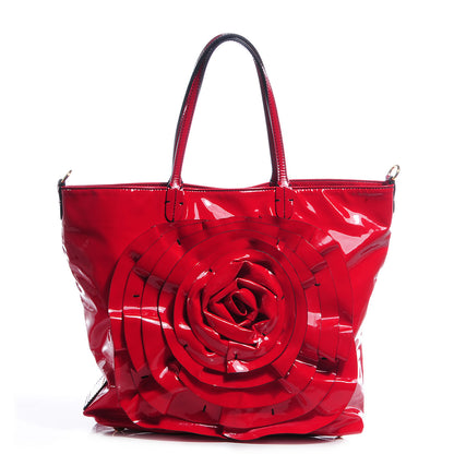 Valentino Garavani Lacca Patent Petale Tote Red 1 of 9