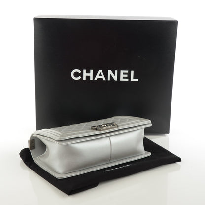Chanel Metallic Calfskin Quilted Medium Boy Flap Silver 4 of 9