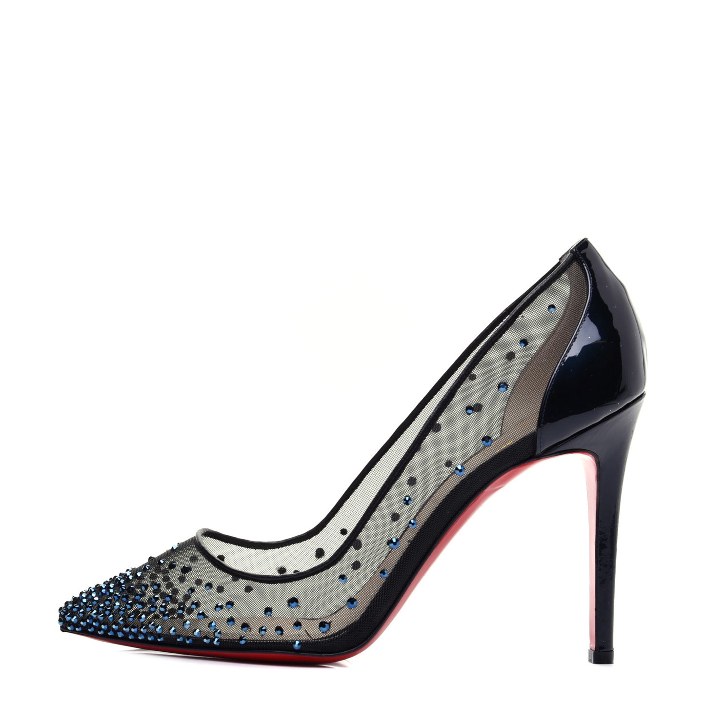 Rete Specchio Crystal Strass Follies 100 Pumps 39.5 Blue