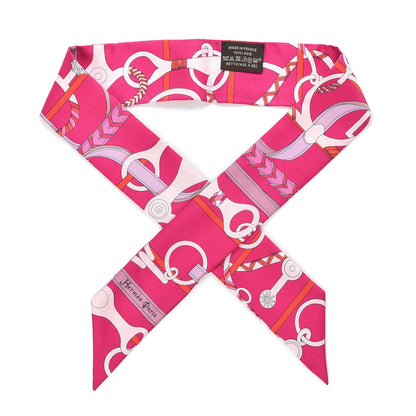 Hermes Silk Panoplie Equestre Twilly Fuchsia Rose Rouge 1 of 4