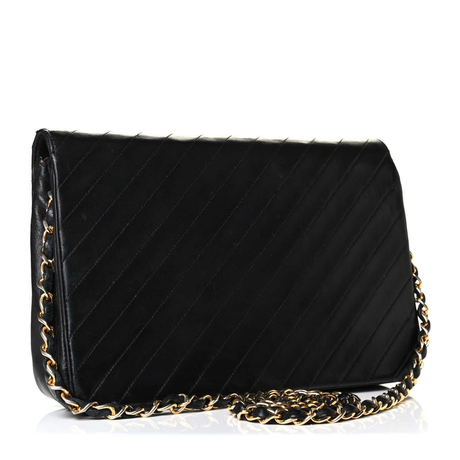 Chanel Lambskin Diagonal Quilted Small Single Flap Black 2 of 8