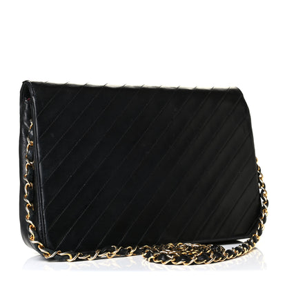 Chanel Lambskin Diagonal Quilted Small Single Flap Black 2 of 8