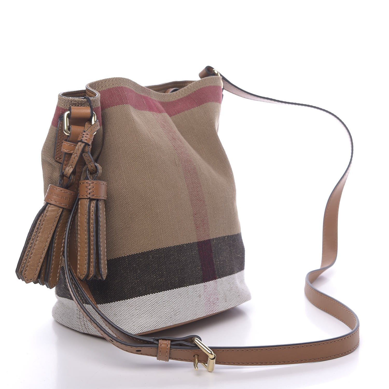 Burberry Canvas Mega Check Mini Ashby Tassel Crossbody Saddle Brown 4 of 12