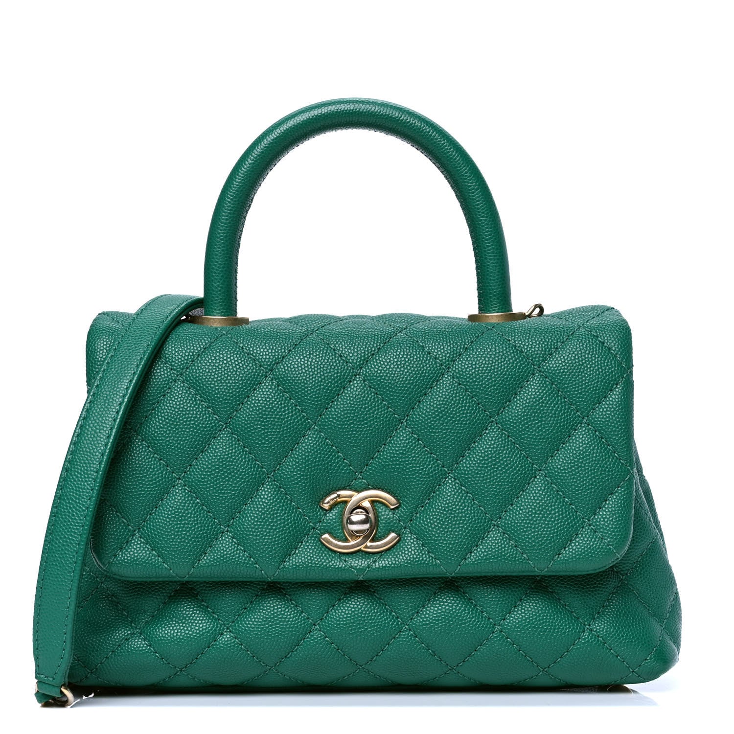 Chanel Caviar Quilted Small Coco Handle Flap Green 1 of 5