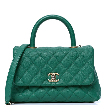 Chanel Caviar Quilted Small Coco Handle Flap Green 1 of 5