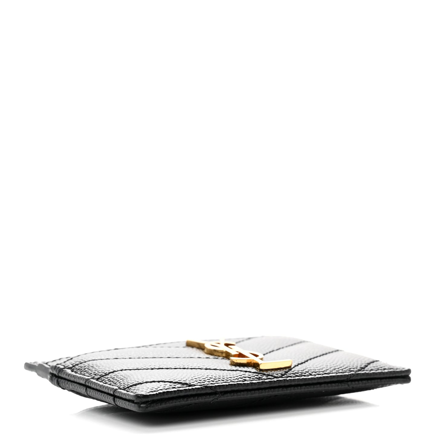 Grain De Poudre Matelasse Chevron Monogram Credit Card Case Black