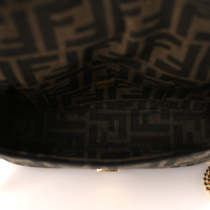 Fendi Fabric Jacquard FF 1974 Mini Baguette Tobacco Moro Black 4 of 10