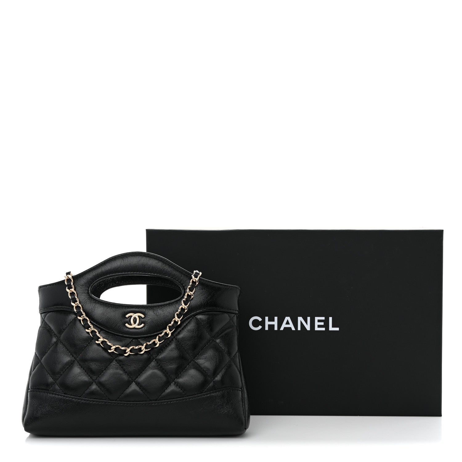Chanel Shiny Crumpled Calfskin Quilted Nano 31 Shopping Bag Black 11 of 11